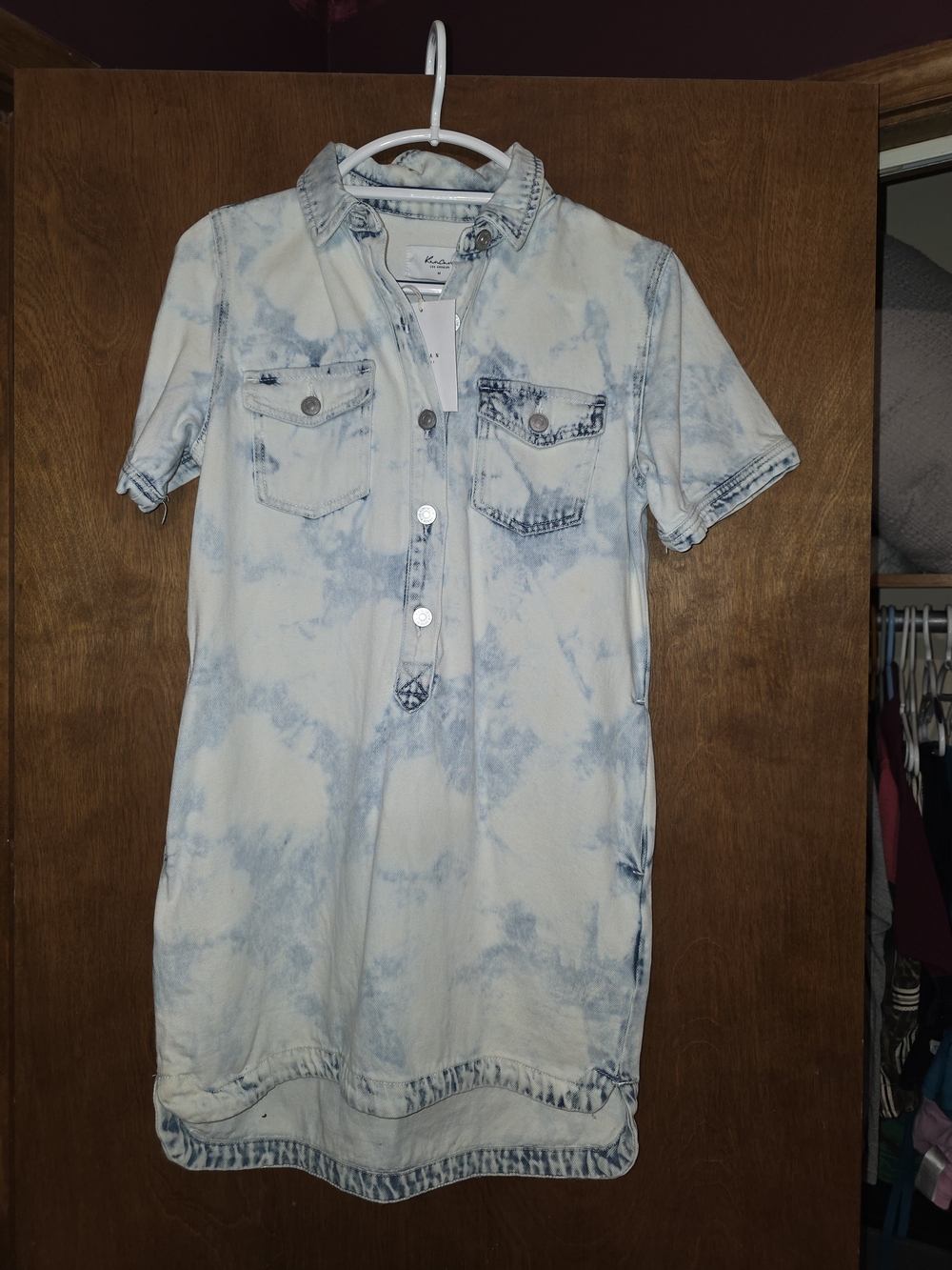 KanCan Light Blue Tie-Dye Denim Shirt Dress - Picture 4 of 6